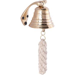 Solid Brass Wall Mounted Ship Hanging Bell 2 Inch Nautical Marine Call Bell with Rope - Reception, School, Outdoor, Indoor, Dinner and Church
