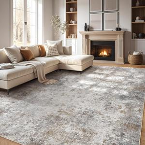 5x7 Area Rug Living Room Rugs Thickened - Washable Neutral Modern Abstract Soft Rug Indoor Floor No Slip Rug Carpet for Bedroom Under Dining Table Home Office Decor - Brown Grey 1 (Thickened 5ft x 7ft)
