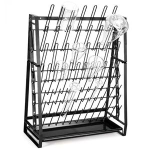 FOUR E'S SCIENTIFIC Lab Drying Rack, Steel Wire Bottle Drying Rack for Lab Glassware Countertop Wall Mounted Detachable Dryer Stand, Holds Up to 83 Pieces