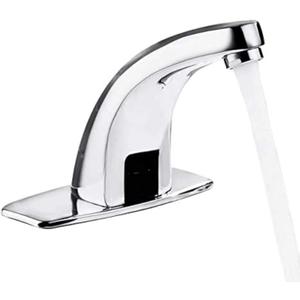 POMU Deck Mount Solid Brass Auto Sensor Bathroom Sink Faucet with Automatic Sensor Chrome Bath Tub Faucet Tub Faucets Polished Chrome