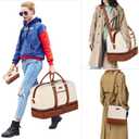 Weekender Bag for Women, Large Overnight Bag Canvas Travel Duffel Bag Carry On Tote with Shoe Compartment 21" 3Pcs Set