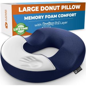 5 STARS UNITED Donut Pillow Hemorrhoid Tailbone Cushion  Large Cushion for Pain Relief  Coccyx, Prostate, Sciatica, Pelvic Floor, Pressure Sores, Pregnancy, Postpartum Recovery, Blue
