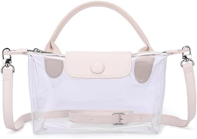 Clear Bag for Stadium Events Small Crossbody Purse Handbags for Concerts Sports Events (White)