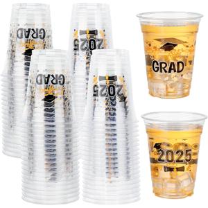 100 Pcs Graduation Plastic Cups 12 oz Graduate Disposable Plastic Cups Suitable for School Graduation Party Ceremony
