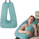 Neck Pillow for Kids Travel Provides Double Support to The Head and Neck in Any Sleeping Position on Flights, Car, and at Home, Comfortable Airplane Travel Pillow (Aquamarine)