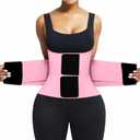 FeelinGirl Waist Trainer Belt Waist Cincher Trimmer Ab Belt Tummy Control Body Shaper with Triple Wrap Women and Men (Pink, XXXL)