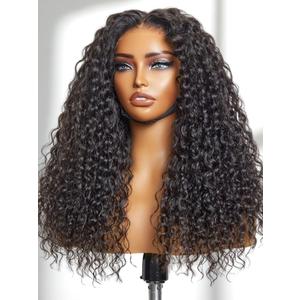 LUVME HAIR All-Day Comfort Water Wave 5X5 Lace Front Wigs Human Hair Curly Hair glueless wigs human hair pre plucked pre cut long black wig lace closure wigs frontal wigs human hair (18 Inch)