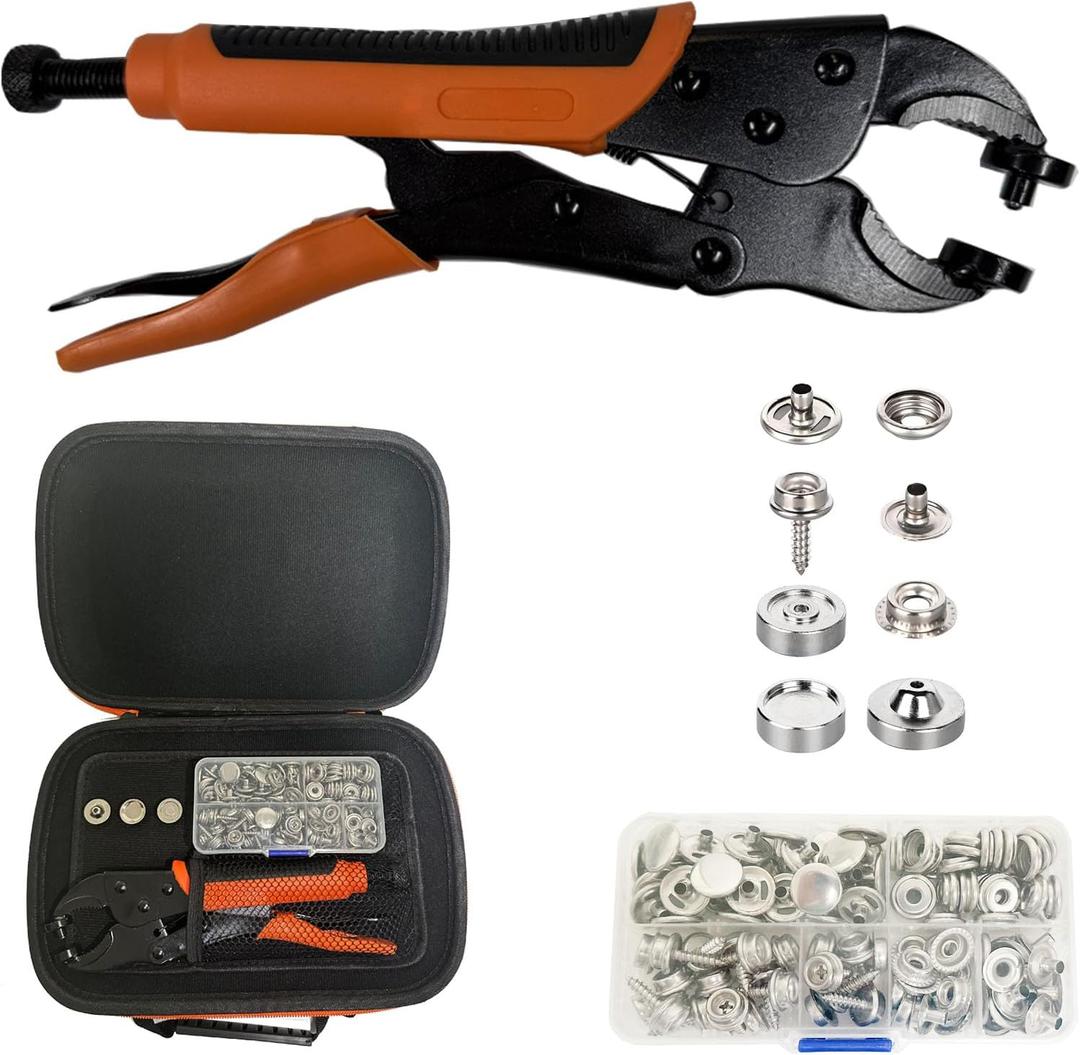 Heavy Duty Snap Fastener Tool Kit Includes 40 Sets 15mm Snaps for Boat Cover,Repairing Boat Covers, Canvas, Sewing, Tarps