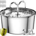 DOOOB Cat Water Fountain, 3.2L/108OZ Stainless Steel Cat Water Fountain, Automatic Metal Dog Water Fountains Water Bowl with Ultra-Quiet Pump and 8 Filters & 8 Sponges
