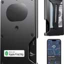 Slim Wallet for Men, Air Wallet Build in Airtag Chip, Smart Wallet Compatible with Apple Find My iOS Only, Minimalist Front Pocket Wallet RFID-Blocking Card Holder with Money Clip (Black)