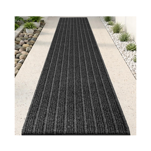 Outdoor Runner Rug 2 ft x 6 ft for Hallway with TPR Backing, Gray Wide Stripes NonSlip Indoor Runner Rugs Suitable for Balcony, Kitchen, Patio, Garage, Deck, Stair and Entryway Areas