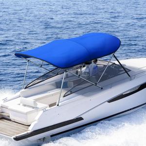 KING BIRD 3-4 Bow Bimini Boat Top Cover Sun Shade Boat Canopy Waterproof 1 Inch Stainless Aluminum Frame 46" Height with Rear Support Poles and Storage Boot 6 Colors -11 Sizes