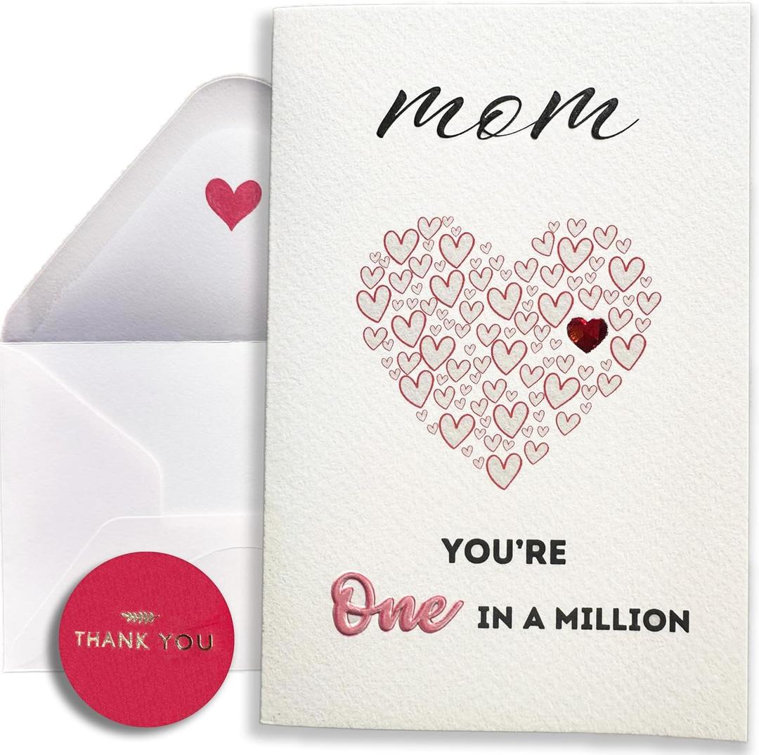 RUN2PRINT Mothers Day Card Happy Mothers Day Cards for Mom from Daughter or Son, Mothers Day Greeting Card for Friend, Cute Mother Day Cards for Women