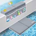 beiens Bath Kneeler and Elbow Rest Pad Set - 1.5'' Comfortable Thick Baby Bath Kneeler Pads, Quick Dry Soft Kneeling Pad for Baby Bath Time, Non-Slip Knee& Arm Support Bathtub Mat with Toys Organizer (Grey)