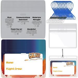 50 Sets 2026 VBS Name Tags Kit Galaxy Theme with Lanyard & Waterproof Card Holder, Writeable Name Badges for Church, Vacation Bible School, Summer Camp, and Group Activities