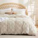 Bedsure Boho Duvet Cover King SizeDuvet Insert/Comforter not Included - Checkered King Duvet Cover Set for All Seasons, 3 Pieces Soft Shabby Chic Boho Bedding (Beige, 104" x 90")