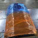 YUHUASHI upholstered Platform Bed Frame/Twin Bed Frame/Modern Geometric Double-Wing Design headboard/Linen Fabric/Easy to Assemble no Noise (Navy Blue, Twin)