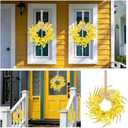 6 PCS 9'' Mini Spring Forsythia Wreath for Front Door Small Artificial Forsythia Farmhouse Kitchen Cabinet Wreaths with Burlap Ribbon Hanging Spring Summer Floral Wreaths for Porch Wall Window Decor
