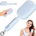 Retractable Cushion Massage Comb BrushRetractable Hair BrushAnti Static Self Cleaning Hair Brush For Women And Men, Anti Static Pull Ring Air Cushion Massage Brush (Blue)