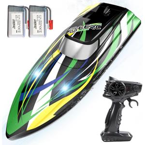 DEERC Fast RC Boat for Kids, 20+MPH, Capsize Recovery,24+ Mins, 9.84 x 3.58 x 2.76 inches