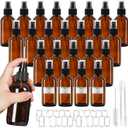 Jaisie.W 120ml Glass Spray Bottles with Fine Mist Sprayer 24Pack, Small Amber Glass Spray Bottles 4 oz for Perfumes,Cleaning Products,Pet Spray (4fl.oz, Set of 24)