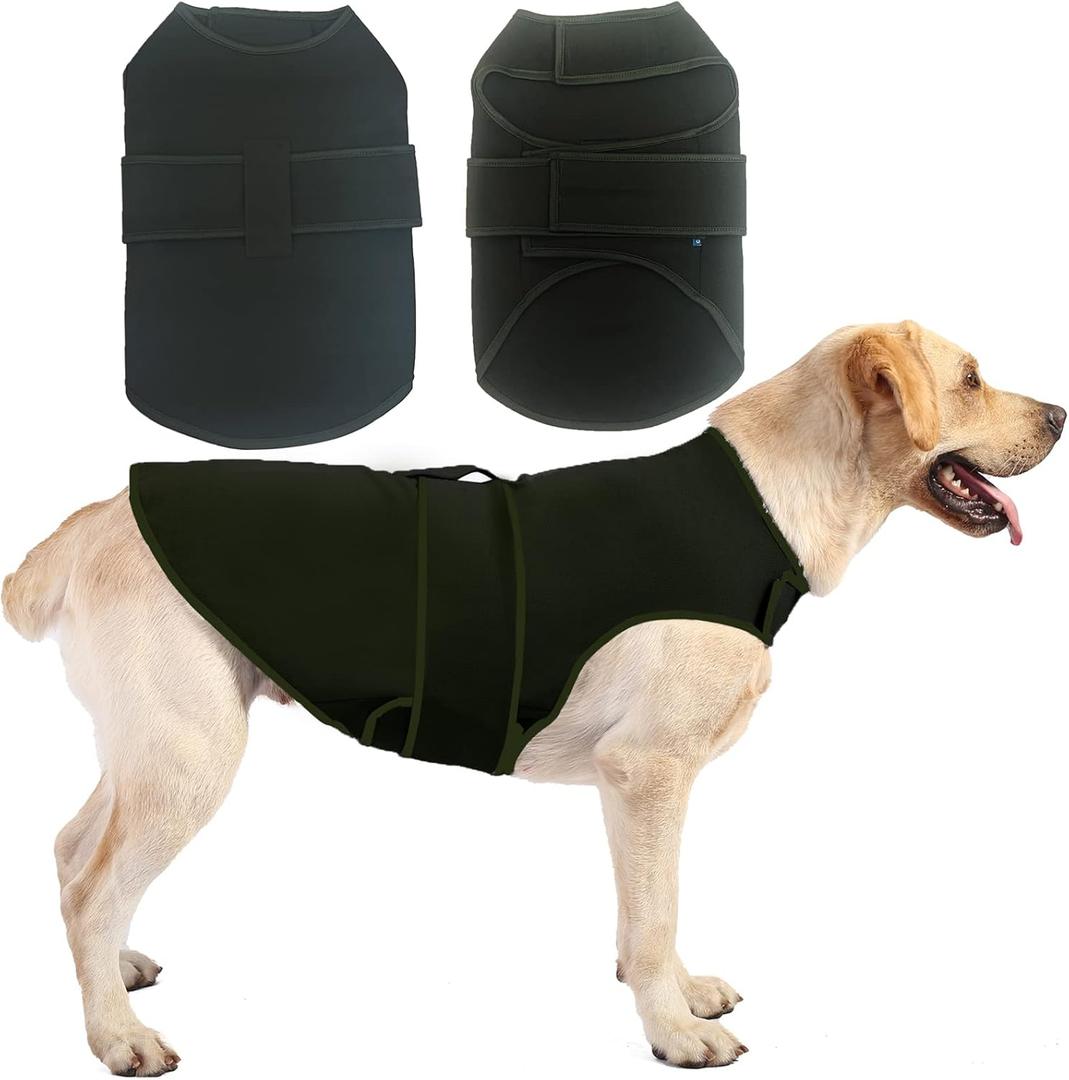 Dog Anxiety Vest Calming Jacket for Small Medium Large Dogs, Dog Shirt Wrap for Indoor Outdoor Fireworks, Thunder, Travel, Separation (Darkgreen)