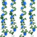 Syhood Artificial Rose Garlands Rose Vines Leaves Banners Hanging Fake Floral Garland Flower Vine for Wedding Arch Ceremony Home Garden Outdoor Party Wall Decorations, 14.4 ft (Royal Blue,2 Pieces)