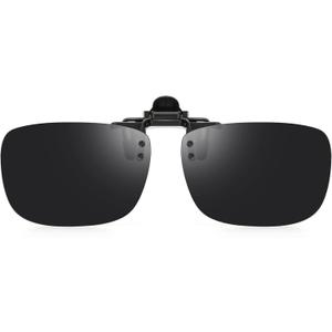 Polarized Clip-on Flip Up Metal Clip Rimless Sunglasses for Prescription Glasses (Dark Black - Cat.4 Lens)