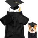 Dog Graduation Cap and Gown 2025 Graduation Costume for Pet Dog (Black M)