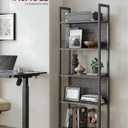 VASAGLE 5-Tier Bookshelf, Book Shelf, Industrial Bookcase, with Steel Frame, for Living Room, Home Office, Bedroom, 9.4 x 24.4 x 65 Inches, Charcoal Gray and Black ULLS025B04, 24.4W x 65H