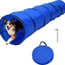 Dog Agility Tunnel with Carry Bag and Ground Spikes, Foldable 10-Foot Tunnel for Dog Training, Dog Agility Equipment for Outdoor, Backyard, Indoor Use, KINETOVOLTA, Large