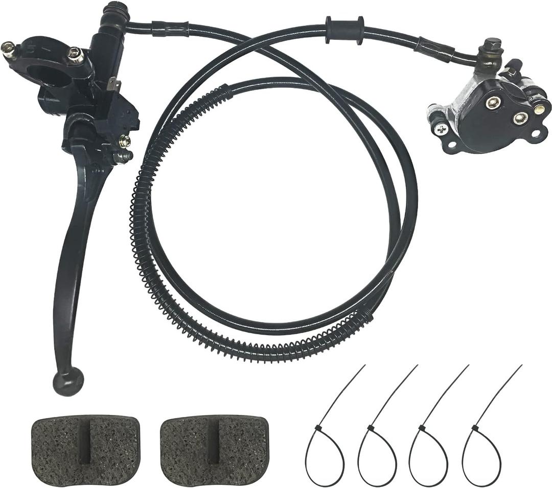 50 Inch Upgraded Hydraulic Brake Master Cylinder Caliper System with Brake Pads for 97cc 2.8HP Baja DoodleBug Dirt Bug DB30 Blitz Mini Bike Mini Moto On Left 7/8" Handlebars Parts (BLACK)