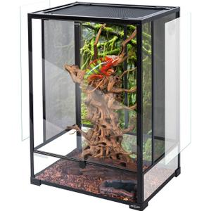 REPTI ZOO 24" x 18" x 36" Reptile Tall Glass Terrarium Rainforest Habitat Double Hinge Door with Screen Ventilation 67 Gallon Reptile Terrarium Easy Assembly