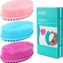 TDHDIKE Silicone Body Scrubber Loofah - Set of 3 Soft Exfoliating Body Bath Shower Scrubber Loofsh Brush for Sensitive Kids Women Men All Kinds of Skin