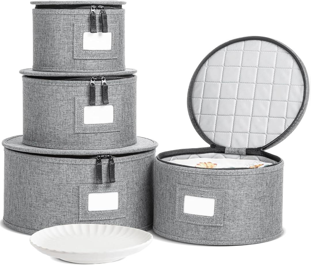StorageLAB China Storage Containers, Containers for Organizing, Hard Shell Case, Felt Plate Dividers, Moving Supplies, Storage Box, Wine, Dishes, Glasses Storage, Charger Plates Storage Containers