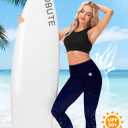 Women UPF 50+ Rash Guard Leggings Water Sport Pool Pants Tummy Control Swimming Tights Purple 2XL