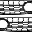 No.8P0807682K/8P0807681AF Fog Light Grill for Audi A3 2009-2012 Front Left Right Front Lower Bumper Fog Light Cover Inserts ABS 1 Pair Black