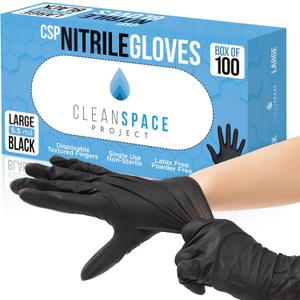 CLEAN SPACE PROJECT Black Nitrile Cooking Gloves, Heavy Duty 5.5 Mil, Disposable Food Grade, Latex Free Powder Free