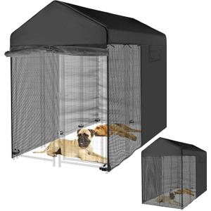Outdoor Dog Kennel Cover, 8x4x6ft
Black, Waterproof, UV Resistant, 600D Oxford Fabric, Mesh Windows, Cover Only