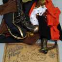 Eco-Fused 8-Piece Pirate Accessories - Cosplay Halloween Decorations - Costume Telescope, Compass, Eye Patch, Plastic Gun, Plastic Sword, Hat, Belt, Map