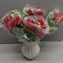 LESING Artificial Rose Silk Hydrangea Flowers Bouquets with Vase Rustic Fake Flowers for Home Decoration Table Centerpiece(Claret Red)