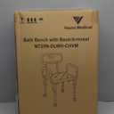 Vaunn Medical Deluxe Spa Shower Chair with Arms and Back, Bath Seat for Seniors, 350 lbs Max Weight, White With Light Gray Arms