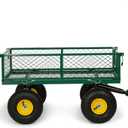 Backyard Expressions Heavy Duty Garden Cart 400 lb Utility Wagon Cart with Removable Mesh Sides, Powder-Coated Steel Bed, Pneumatic Tires, Pull Handle Yard Cart