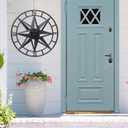 MUMTOP Metal Compass Wall Decor, 22 Inch Nautical Wall Sculpture with Solar Lights, Hanging Art for Farmhouse Indoor or Outdoor Sign