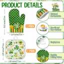 Hahafelt 8 Pcs St Patrick Day Kitchen Decor Set 4 Four Leaf Clover Dish Towel 2 Pot Holder 2 Oven Mitt Tent for Car Irish Hat Kitchen Accessories Rv Campers Home Decorations
