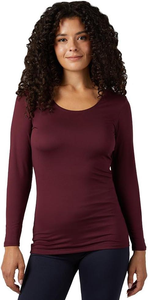 32 Degrees Heat Womens Lightweight Baselayer Scoop Top  Thermal Long Sleeve Shirt for Cold Weather (X-Small, Maroon Banner)