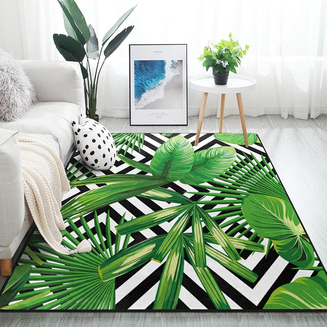 ALAZA Summer Exotic Jungle Tropical Palm Tree Leaves Area Rug Rugs for Living Room Bedroom 7' x 5' (Multi 12)