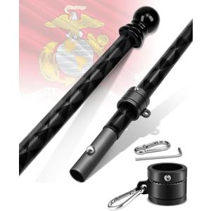6FT Flag Pole for Outside House, Outdoor Flag Pole with Carbon Fiber, 2-Section Non-Wrapping Heavy Duty Design, Flagpoles for Porch, Residential, Garden Yard, Rustproof & Bend/Wind-Resistant