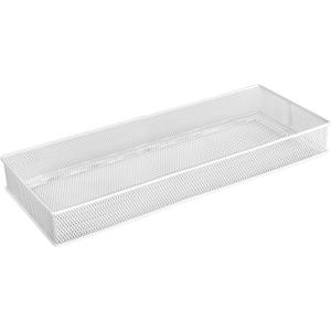YBM HOME Mesh Drawer Cabinet and or Shelf Organizer Bins, School Supply Holder Office Desktop Organizer Basket, White (1, 6x15x2 Inch)