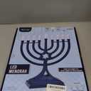 Zion Judaica 9" LED Hanukkah Menorah Blue Powered by Batteries or Included 3' USB C Cable Flameless Chanukkah Candles Holder LED Electric Minorah Bulbs Chanukah Decoration Lights Hanukkiah